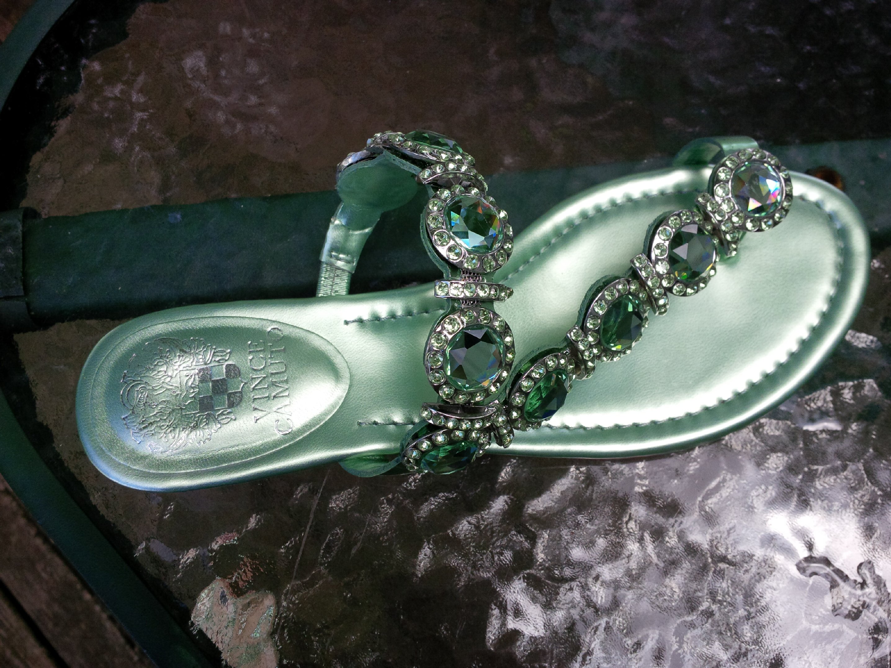 Camuto custom made mint green topaz sandals.jpg